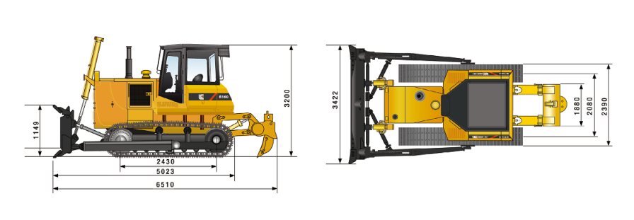 Габариты бульдозера LiuGong CLG В160