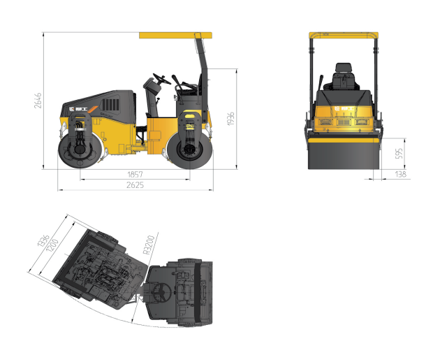 Габариты дорожного катка CLG 6032E