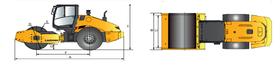 Размеры дорожного катка LiuGong CLG 6628E