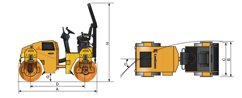 Каток дорожный LiuGong CLG 6015E габариты