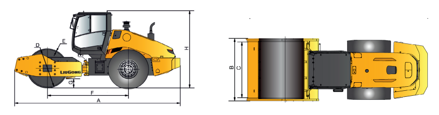 Размеры дорожного катка LiuGong CLG 6118E